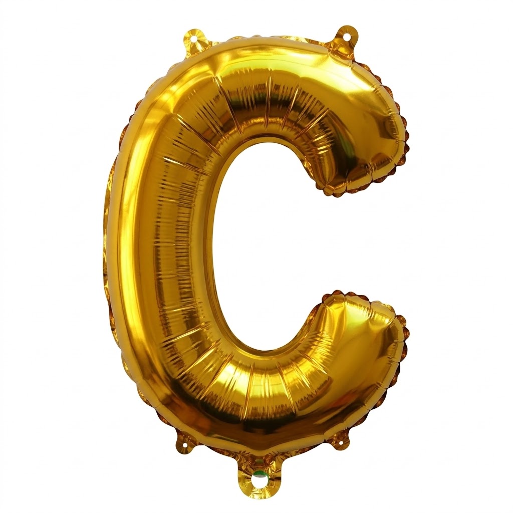 Golden Foil Balloon Letter 'C' - For Birthdays, Weddings and Celebrations | Shiny & Reusable